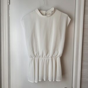 MOUSSY Chiffon Cinched Waist Blouse Ivory